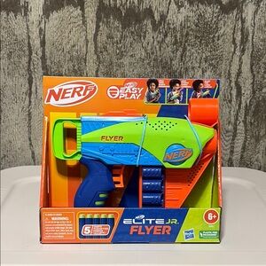 NERF Elite Jr. Flyer Toy Blaster - Blue, Green, and Orange